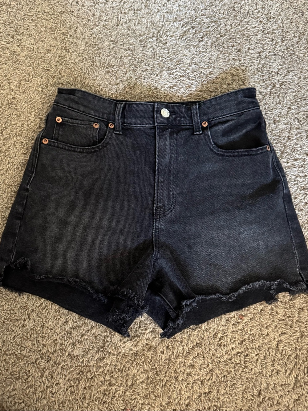 American Eagle Outfitters Stretch Black High Rise Shorts Denim Cutoff Size 4